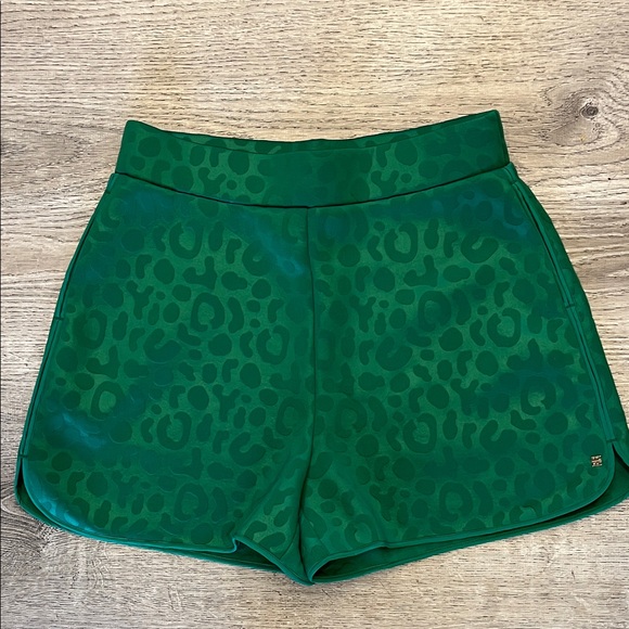 Emily Mccarthy Pants - Emily McCarthy High-Rise Evergreen Cheetah Jacquard Shorts